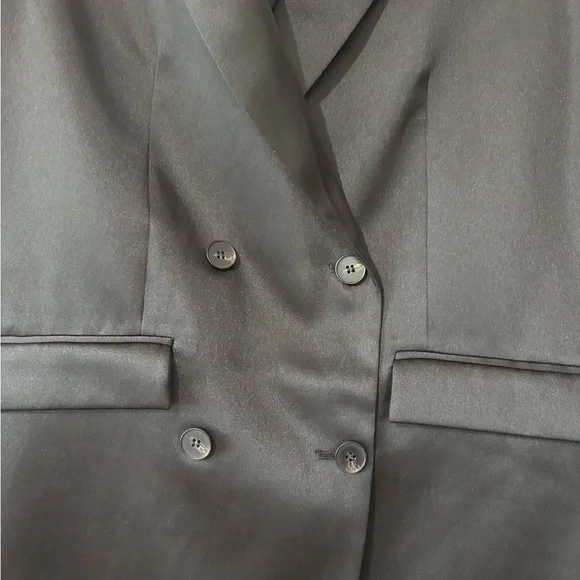 H&M Black Oversized Double-Breasted Longline Blazer - Picture 3 of 5